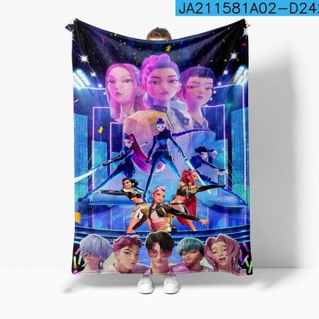 Flannel Blanket 100x130cm K-POP Demon Hunter Girls Print Warm Modern Nap Blanket Christmas Birthday Gift