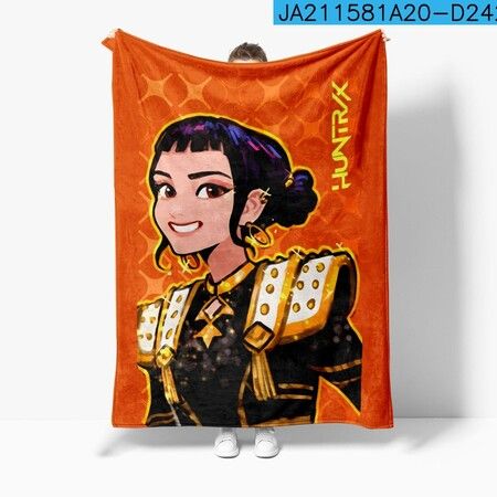 Flannel Blanket 180x220cm K-POP Demon Hunter Girls Print Warm Modern Nap Blanket Christmas Birthday Gift