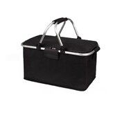 Large Picnic Basket,Leakproof Collapsible Portable Cooler Basket with Handle, Foldable Grocery Bag for Camping Outdoor Birthday Lunch Travel Black