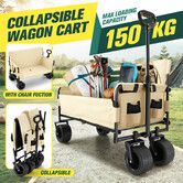 Foldable Beach Trolley Cart Wagon Utility Trailer Garden Outdoor Picnic Camping Shopping Luggage Sports Market Barrow Grocery Collapsible Wheels 150kg