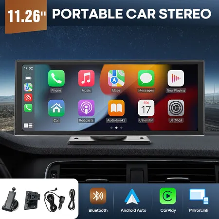 Portable Car Stereo Radio 11.26 Inch Apple Carplay Android Auto MP5 Player Wireless MirrorLink Bluetooth Head Unit FM Audio Vehicle Touchscreen System