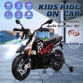 Aprilia Dorsoduro 900 Licensed Motorbike Electric Ride On Motorcycle Dirt Bike 12V Battery Powered Car Toy with Training Wheels LED Lights Music