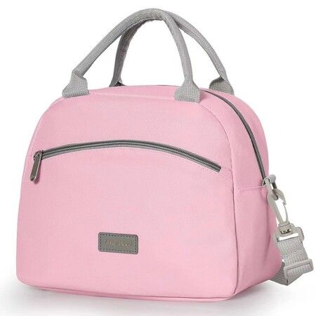 Lunch Tote Bags For Women,Reusable Women Insulated Lunchbag With Strap,Waterproof Cooler Lunch Bags For Work Travel Picnic School Color Pink