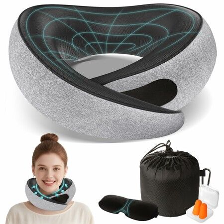 Neck Pillows for Airplanes 360 Degree Ergonomic Memory Foam Travel Pillow with Breathable Support for Long Flights,Car,Train Office Use