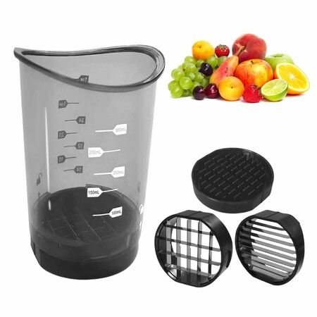Fruit Slicing Cup with Removable Blade & Push Plate Egg Grape Strawberry Cutter Kitchen Gadget