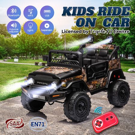 Electric Ride On Car Kids Vehicle Toy Childrens Off Road Jeep Truck 12V Parental Remote Control MP3 Lights Openable Doors Licensed Toyota FJ Cruiser