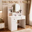 Dressing Table with Mirror White Makeup Vanity Dresser Desk Modern Bedroom Furniture Home Organiser Decoration Storage 2 Drawers Shelves 1 Cabinet