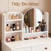 Dressing Table with Mirror White Makeup Vanity Dresser Desk Modern Bedroom Furniture Home Organiser Decoration Storage 2 Drawers Shelves 1 Cabinet